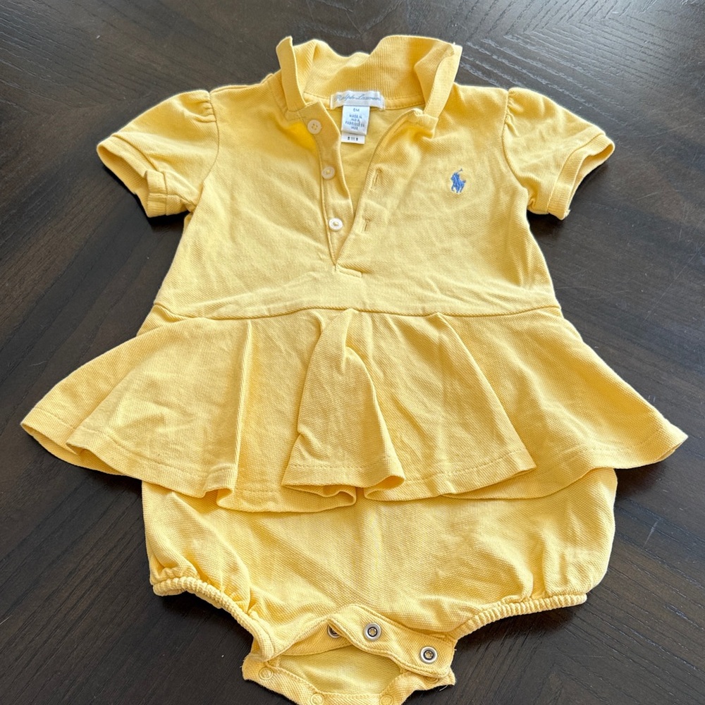 Ralph Lauren Sunny Yellow Baby Bodysuit, size 6 Months